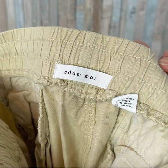 Adam Mar S Tan Cotton Linen Twill Trouser Pants Drawstring Minimalist Casual - Picture 7 of 8